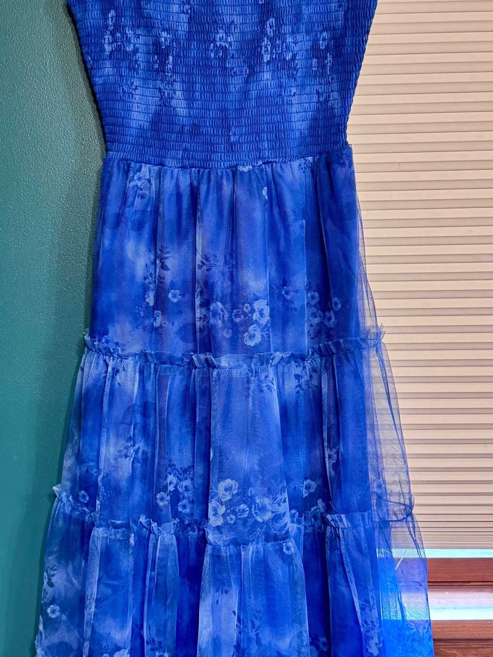 Baltic Born Blue Floral Tiered Midi Dress